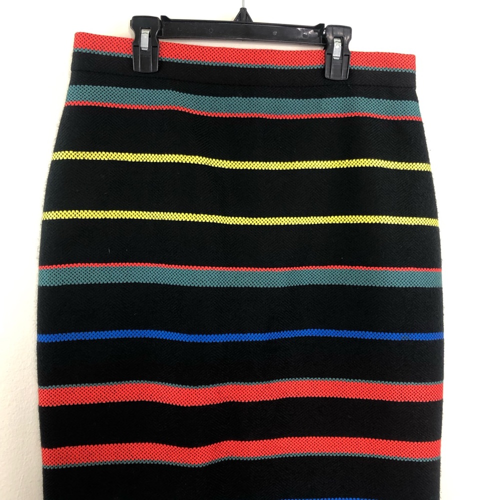 New Givenchy Basket Weave wool stripe pencil skirt black red stripe - Picture 3 of 12